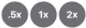 0.5x, 1x, 2x
